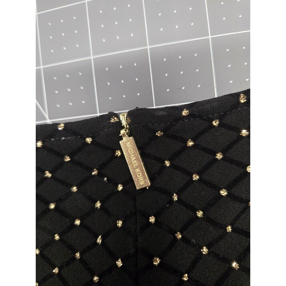 Michael Kors Womens Embellished Drop-Waist Dress Black Gold Sparkles NWT New - Picture 6 of 13
